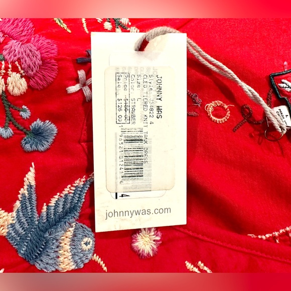 NWT Johnny Was Red Sleeveless Embroidered Dress Sz L - Picture 11 of 14